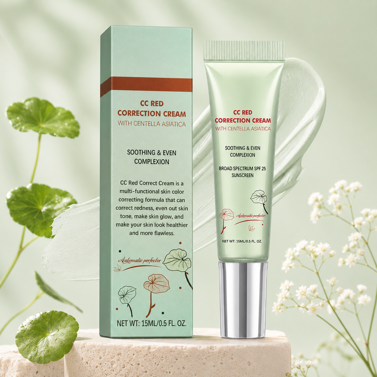 LAKERAIN CC Cream cu Centella Asiatica – Corector pentru Uniformizarea Tenului